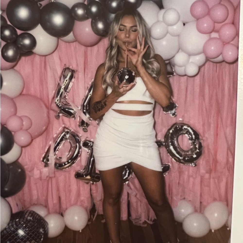 White superdown mini dress. Worn once!